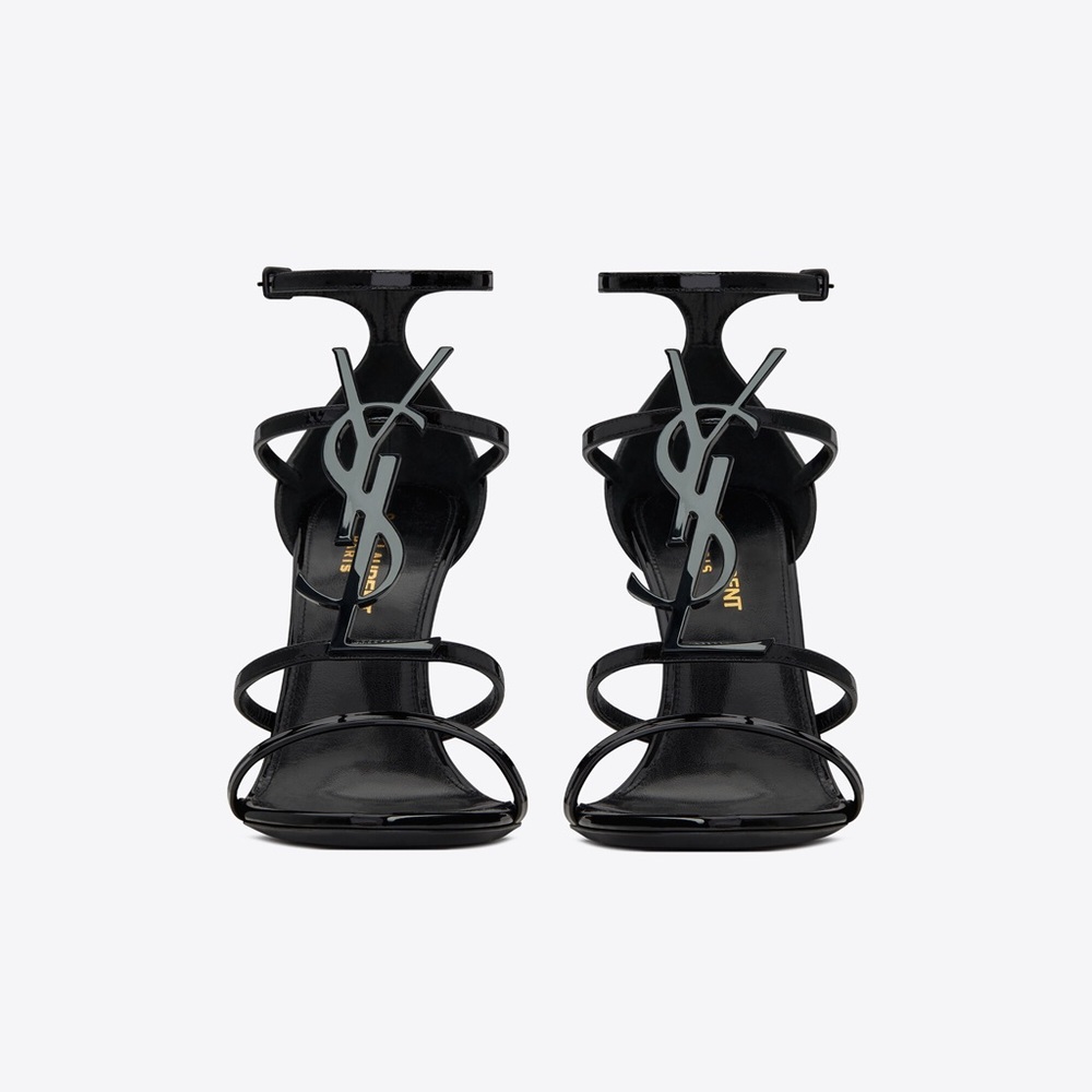 YSL YVES SAINT LAURENT 	
CASSANDRA SANDALS IN PATENT LEATHER WITH BLACK